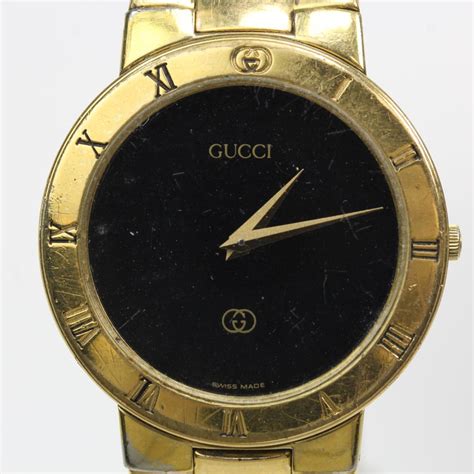 mens 18kt gold plated gucci 3300m watch|gucci gold quartz.